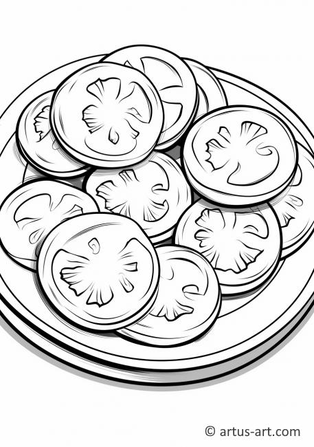 Paradicsomszeletek tányéron - Színező oldal
